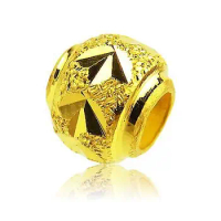 1PCS Pure 999 24k Yellow Gold Pendant/ Lucky Carved Bead Pendant （Very small)）