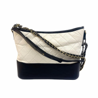 展示品 近全新 CHANEL香奈兒限量黑白拼色小牛皮流浪包