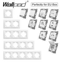 EU Plastic Frame Function Key DIY Wall Push Button Reset Curtain USB EU French Switch Outlet Back Wallpad L6 For EU Box