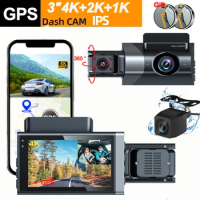3Channel 4K Car Dvr Dash Cam for Cars GPS WIFI Rear View Camera for Vehicle Inside Video Recorder Parking Monitor Car Assecories