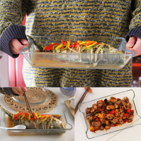 耐熱透明加厚玻璃烤盤低硼硅烤箱蒸箱微波爐可用菜盤魚盤焗飯盤