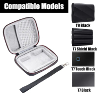 Portable EVA Outdoor Travel Case Strap Storage Bag Carrying Box for Samsung T7 Shield/T9 4TB/2TB/1TB Touch SSD Case Accessories