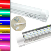 Toika 15pcs 2ft 10W 600mm LED color Tube T8 Integrated LED Tube light LED Tube Color Bulbs 0.6m Red Blue Purple Pink Light