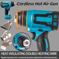 Cordless Hot Air Gun Handheld Hot Air Gun with 3 Nozzles Heat Gun Thermal Blower Rechargeable LED Light for Makita Battery