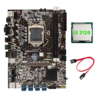 B75 BTC Mining Motherboard+I3 2120 CPU+SATA Cable LGA1155 8XPCIE USB Adapter DDR3 MSATA B75 USB BTC Miner Motherboard