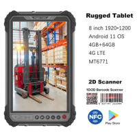 Industrial Android 11 Waterproof IP67 8 Inch 4GB 64GB Rugged Tablet PC GPS 4G Lte Wifi NFC RFID 1D QR Code 2D Barcode Scanner