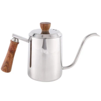 Stainless Steel Wooden Handle Drip Coffee Pot Long Gooseneck Spout Kettle Moka Coffee Tea Pot
