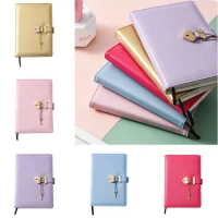 PU Leather Heart Shaped Lock Journal Locking with Key B6 Lined Personal Planner Notepad Hard Cover Scrapbook Secret Notebook
