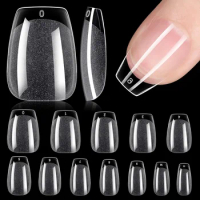 XXS Matte Fake Nails Full Cover Soft Gel Tips Oval Almond Sculpted Art Acrylic UV Gel For Nail Extension Capsule