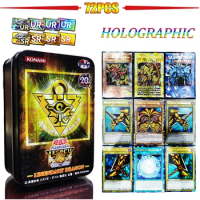 New 72Pcs Yugioh Deck Tin Box Yu Gi Oh Holographic English Cards Pro White Dragon Duel Game Collection Gift Board Booster Anime