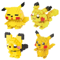 Pokemon Small Blocks Pikachu Nanoblock Charizard Kyogre Groudon Rayquaza Model Pichu Education Graphics Toys For Kids Birthday