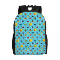 Customized Cookie Monster Backpacks for Men Women Water Resistant College School Cartoon Sesame Street Bag Print Bookbags