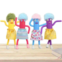 Anime Action Doll 4Pcs Dancing Sausage Man Character Action Figure Toy Play Set For Kids Decoration Collection Sculpture Desktop
