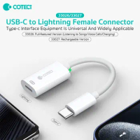 USB-C to Lightning Female Connector Listening to Songs/Voice Calls/Charging Type-c Interface Equipment Universal