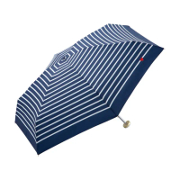 【w.p.c】日本Wpc. 刺繡紅心條紋晴雨傘 抗UV 附掛勾提繩L型拉鍊收納袋(3020-NV 海軍藍)