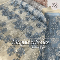 Bahan Kain Brukat Brokat Tile Embroidery Two Tone Magnolia Series Motif Bunga Garden Floral Benang M