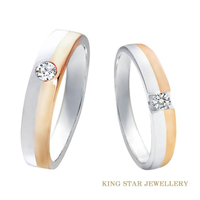 【King Star】雙采18K金鑽石對戒(時尚雙色設計款)｜指定卡滿5千回饋10%