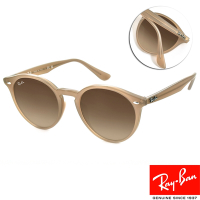 RayBan雷朋 復古圓框款太陽眼鏡 墨鏡/透棕 棕漸層鏡片#RB2180F 616613-51mm