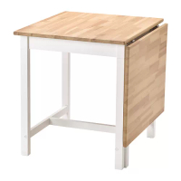 PINNTORP 折疊桌, 淺棕色/染白色, 67/124x75 公分