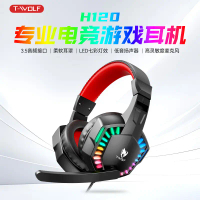 Tai nghe máy tính T WOLF Thunderwolf H120, tai nghe có dây chơi game eSports với đèn nền và micro