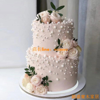 免運 開立發票 公司貨 蛋糕架 蛋糕模型 展示模型 新款雙層仿真生日蛋糕模型鮮花花卉婚禮網紅定制塑膠櫥窗樣品