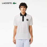 【LACOSTE】男裝-L.12.12 Lacoste徽章短袖Polo衫(白/黑配色)