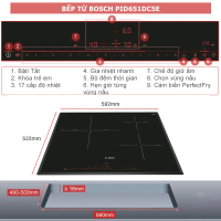 [BOSCH] Bếp từ Bosch 3 vùng nấu PID651DC5E - Series 8 (60cm) - Hàng chính hãng - Bảo hành 3 năm