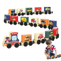 Wooden Train Set Magnetic Dinosaur Transportation Train Set Wooden Train Toys Montessori Educational Game For Kids Boys Girls