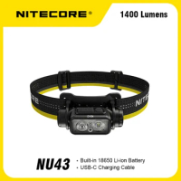 NITECORE NU43 Rechargeable Headlamp White &amp; Red Light Lantern Outdoor Camping Headlight Flashlight Built-in 3400mAh Battery
