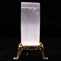 天然白色貓眼石膏石圓柱形能量水晶石頭擺件消磁凈化半寶石