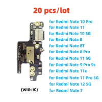 20 Pcs/Lot, USB Charger Dock Connector Flex Cable For Redmi Note 7 8 9 10 11 M3 Pro 12 5G 11e 8T 9s Charging Board Plug Port