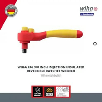 Wiha 246 3/8" Injection Insulated Reversible Ratchet Wrench