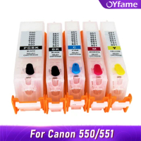 OYfame 5PCS PGI 550 CLI 551 Refillable Ink Cartridge with ARC Chips 550 551 For Canon PIXMA IP7250 MG 6350 MG 5450 MX925 MX725