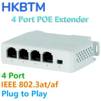 HKBTM 4 Port PoE Extender Waterproof poe repeater for IP Port Transmission Extender for POE Switch NVR IP Camera