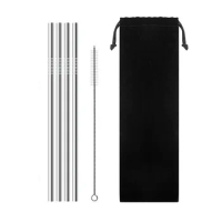 4Pcs Stainless Steel Metal Drinking Straws Reusable Straw With 1 Cleaner Brush 5 Colors Straw Box Cocktail Accessories with bag