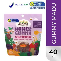 ALAMII HONEY GUMMY WILD BERRIES 40GR | Permen Gummy Sehat, Tanpa Gula, Madu, Imunitas, Daya Tahan Tu