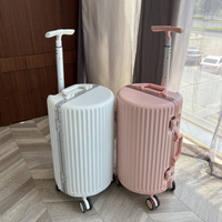 日系鋁框圓筒旅行箱20寸女粉色小型拉桿箱網紅加厚24寸行李箱男 全館免運