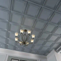 12PCS PVC 3D Ceiling Tiles Wall Panels Decorative Water Proof Moisture-proof Plastic Sheet in Gray (60x60cm)