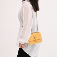 YSL Saint Laurent Mini Jamie 絎縫帆布迷你翻蓋斜背方包(黃)