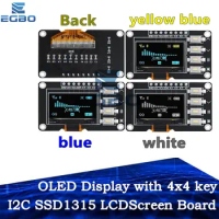 NEW product 0.96 inch OLED IIC White/YELLOW BLUE/BLUE 12864 OLED Display with 4x4 key I2C SSD1315 LCD Screen Board for Arduino