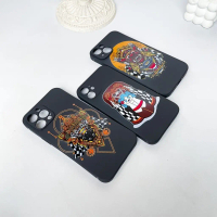 Casing Topeng Barong Case Tepi Lurus Casing Hitam Untuk iPh*ne Xr Xs Max 11 ProMax 12Mini 7 8 SE2020