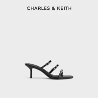 CHARLES&amp;KEITH24 summer new CK1-60920373 French square head line with high heels flip-flops