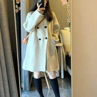 Insozkdg 2024 Fall Winter New Arrivals Chic Korean Style Vintage Tweed Coat for Women Office Ladies Female Girls Jacket Blazer