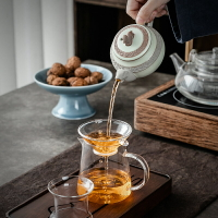 功夫茶具茶壺茶漏套裝紫砂陶瓷茶壺復古辦公家用茶壺玻璃過濾組