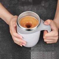 Ditim Cangkir Aduk Otomatis 380ml - Pengaduk Magnetik, Tanpa Mengaduk Manual IH Putih