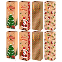 Christmas Gift Bags Set of 8 Cartoon Kraft Paper Candy Bags Cute Treat Bags with Handles for Chocolates Crayon Toys and Colorful