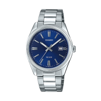 CASIO CASIO卡西歐 簡約風格獨特齒狀錶框設計日期顯示窗指針錶-深靜藍 (MTP-1302PD-2A)/38.5mm