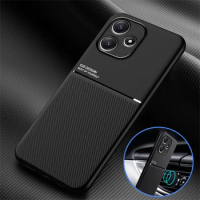 For Xiaomi Redmi 12 5G Case Silicone Leather Magnetic Car Holder Plate Phone Case For Redmy Redmi 12 Redmi12 5G Matte Back Cover
