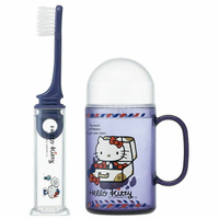 小禮堂 Hello Kitty 杯裝旅行牙刷組《深紫.箱子裡》折疊牙刷.盥洗用品