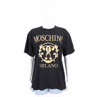 MOSCHINO COUTURE 寬鬆版巴洛克圖騰字母黑色短袖TEE T恤(男/女可穿)